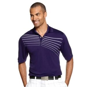Greg Norman for Tasso Elba golf polo shirt purple white stripes men's size large